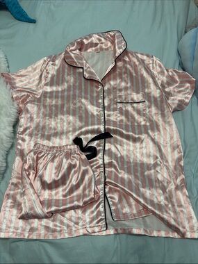 Summer Women's Pink Striped Pajama Set